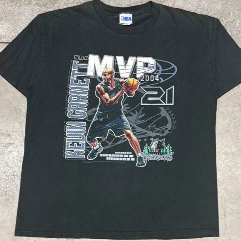 2004 Kevin Garnett Minnesota Timberwolves Vintage Black T Shirt Sz Large